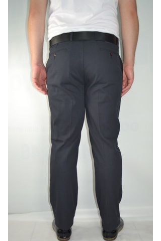 Battal Erkek Cizgili Reguler Pamuk Pantolon Siyah