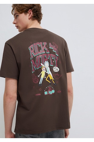 Mavi - Rick And Morty Baskılı Kahverengi Tişört 0613205-70251 Kahverengi