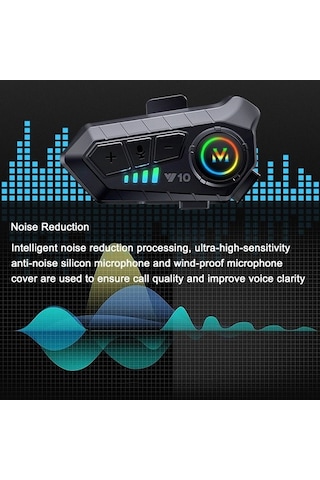 Novahub Bluetooth Motosiklet İnterkom V10 Siyah, Kablosuz Uzaktan Kontrol