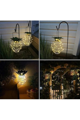 Dekoratif Ananas Görünümlü Güneş Enerjili Peri Led Işıklı Lamba