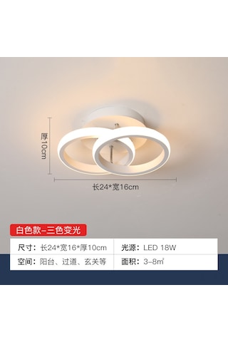 Geeksen Modern Nordic Led Aydınlatma: Balkon, Koridor Ve Oturma Odası İçin 3 Renkli Dimmerli Beyaz Çift Halka Avize Beyaz