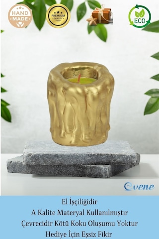 Mumluk Şamdan Tealight Mum Uyumlu Orta Erimiş Mum Model - Altın
