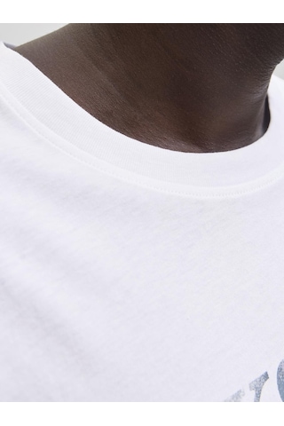 Jack & Jones Erkek Gögüs Logo Baskili Tisört - Devin - 12290173 Beyaz