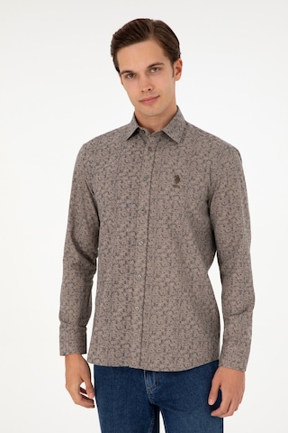 U.s. Polo Assn. Erkek Kum Gömlek Desenli 50296608-vr085 Kum