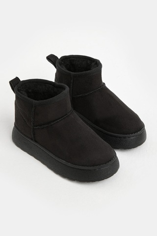 Tonny Black Kalın Poli Taban İçi Kürklü Süet Görünümlü Çocuk Unisex Siyah Günlük Bot Tbsz015 Siyah