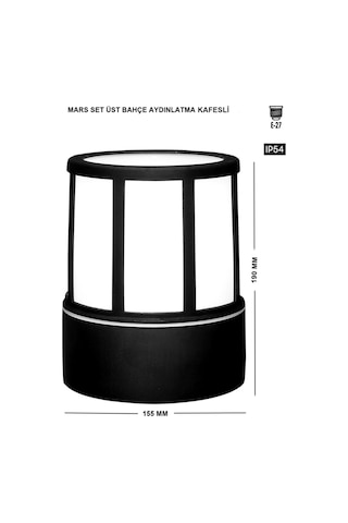 Mars Kafesli Set Üstü Bahçe Lambası - Bahçe Tavan Lambası Zita Bahçe Aydınlatması 19 Cm 220v