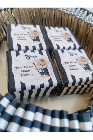 Angel Gift Chocalate İsme Özel Ayıcıklı Sünnet Hatırası Hediyelik Erkek Bebek Çikolatası Çok Renkli 100 Adet