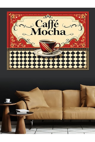 Vintage Caffe Mocha Posteri Dekoratif Kanvas - Mdf Ahşap Tablo