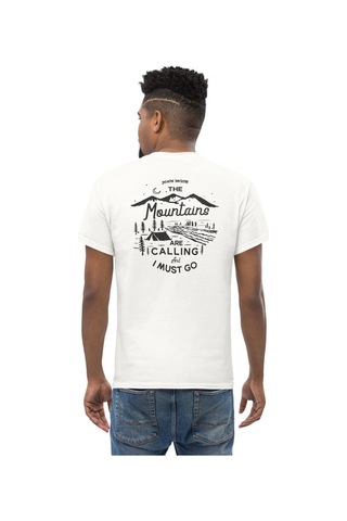Wildstyle The Mountains Are Calling I Must Go Dağcı Baskılı Unisex Pamuklu Tişört - Beyaz