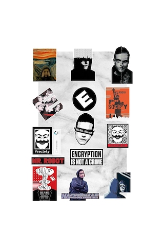 Lexroo Mr. Robot Temalı Laptop Notebook Tablet Sticker Seti 15 Adet
