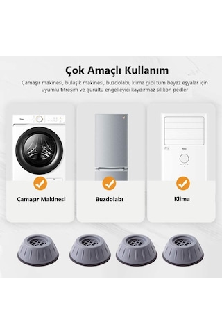 Çamaşır Makinesi Titreşim Önleyici Kaydırmaz Vantuzlu Stoper Set Çok Renkli