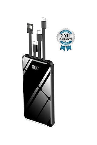 10.000 Mah Dijital Göstergeli Çoklu Kablolu Powerbank