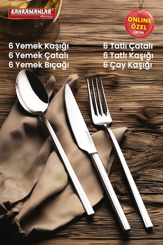 Kahramanlar Gözde 36 Parça Çatal Kaşıl Bıçak Seti Gümüş