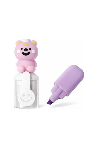 Sevimli Mini Fosforlu Keçeli Kalem-6lı Set-mini Ayıcık Başlıklı-fosfor04