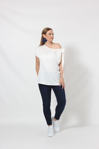 Moda Berray 3250b Ekru Tek Omuz Bağlama Detaylı Bluz 001