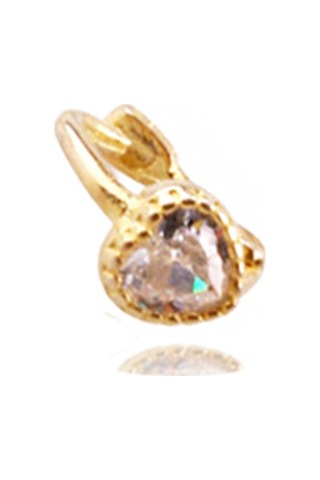 Liu S 27 Halka Kalp Gümüş Piercing 925 Ayar, Altın Kaplama, Zirkon Taşlı Ms3842 Altın