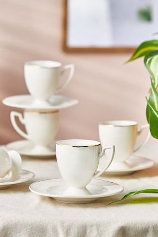 Karaca Boyoz 6 Kişilik Kahve Fincan Takımı 85 Ml Beyaz