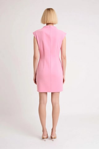 Benerly Kadın Kolsuz Dik Yaka Bodycon Mini Elbise Esnek Dokuma Astarsız K Pembe