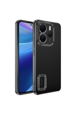 Xiaomi Redmi Note 14 4g Kılıf Kamera Korumalı Logo Gösteren Zore Omega Kapak Siyah
