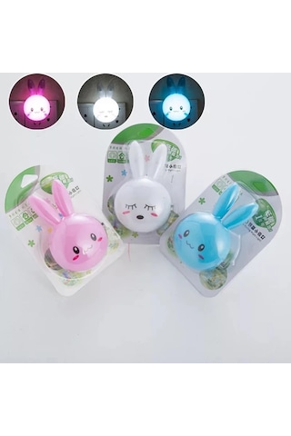Sevimli Karikatür Tavşan Led Gece Lambası Ac110-220v Anahtarı Çok Renkli