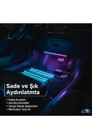 Volkswagen Volt Uyumlu Araç İçi Rgb Renklerine Sahip Ayak Altı Led Aydınlatma