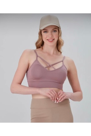 Ön Çapraz Askılı Crop Bluz - S504579 Pembe