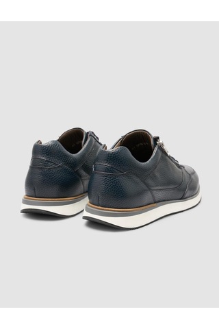Cabani %100 Hakiki Deri Lacivert Bağcıklı Ve Fermuarlı Erkek Sneaker Lacivert