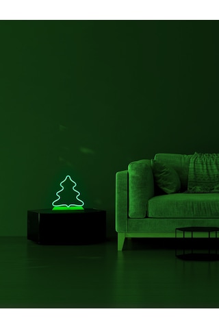 Ağaç Figürlü Yeşil Neon Gece Lambası Çok Renkli