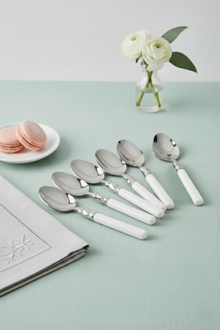 6 Lı Paslanmaz Çelik Soft Beyaz Yemek Kaşığı Seti Beyaz