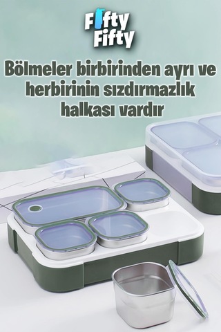 Vagonlife Lunch Box 1000 Ml Sızdırmaz,karışmaz 5 Hazneli Yeni Nesil Sefer Tası -fflbox40097 Yeşil