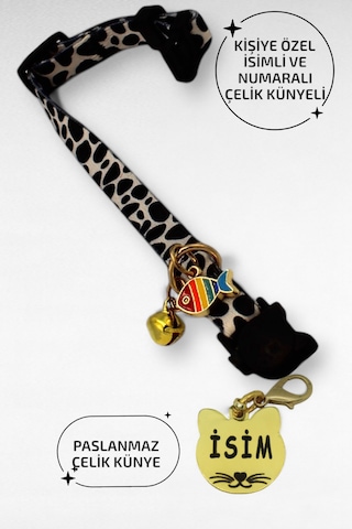 Caramelos Güvenlik Kilitli Kedi Tasması, Isimli Kedi Tasması, Kedi Isimlik, Kedi Künyesi, Safety Click Sb