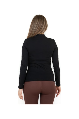 Sortie Collection Yarım Balıkçı Uzun Kol Likralı Basic Penye Bluz Siyah