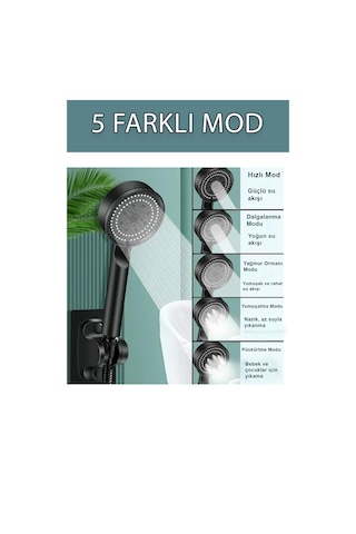 Siyah Turbo Fan 5 Fonksiyonlu El Duşu, Konfor Ve Şıklık Bir Arada Diğer