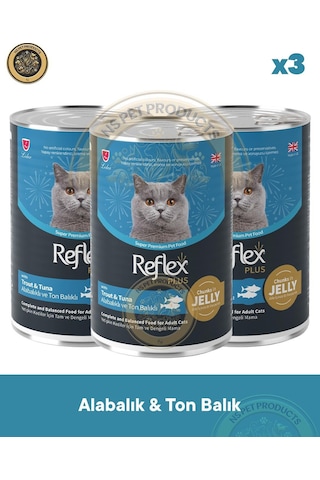 Reflex Plus Jöle İçinde Et Parçacıklı Alabalıklı Ve Ton Balıklı Yetişkin Kedi Maması 3x400gr