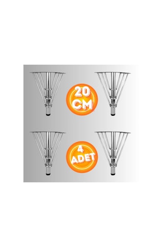 20 Cm Metal 3 Telli Koltuk Ayağı Mobilya Ayağı Ünite Ayağı Konsol Ayağı Puf Berjer Ayağı 4 Adet Krom