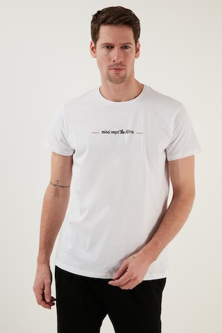 Buratti Pamuklu Slim Fit Bisiklet Yaka Erkek T Shirt 541Wind Beyaz