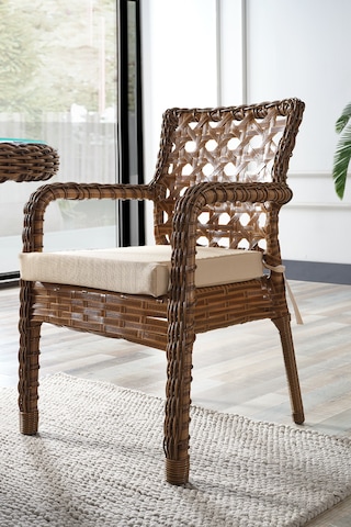 Evdemo Ayaz 4 Kişilik Rattan Bahçe Balkon Mutfak Masa Takımı Kahve Kahverengi