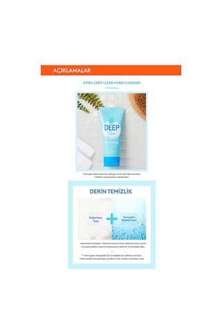 Missha A'PIEU Deep Clean Sertleşmiş Ciltler için Nemlendirici Yüz Yıkama Köpüğü 130 ML