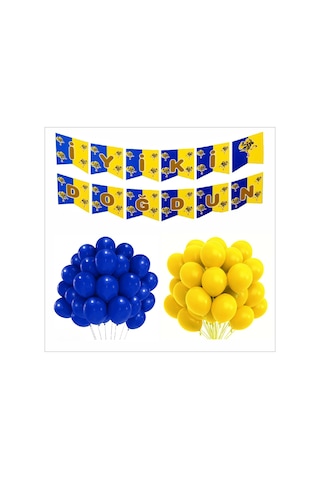 Tarafar Fenerbahçe 5 Sarı - 5 Lacivert Balon+banner Seti