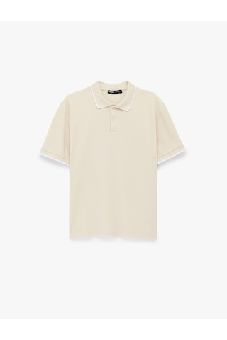 Koton Kısa Kollu Pamuklu Pike Kumaş Düğmeli Polo Yaka Slim Fit Tişört Bej 6sam10294mk Ekru