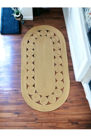 Mavaux Jüt Hasırlı El Örgüsü Kilim Jüt