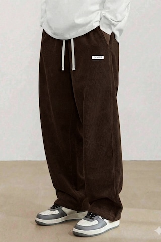 Genius Store Genıus Erkek Pantolon Fitilli Kadife Bol Paça Oversize Pantolon Kahverengi