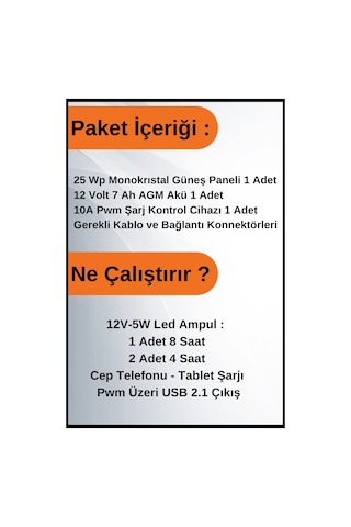 N&D Lighting Aydınlatma Short Mono Solar Paket 12 Volt-200wp