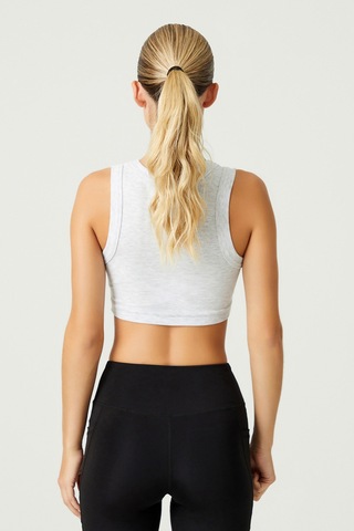 Los Ojos X Melodi Gri Pamuklu Kalın Askılı Crop Top Tank Kar Melanj