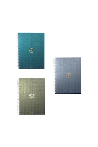 Özgün A4 Cilt Bezli VİP Sert Kapak Spiralli Defter 4 Renk Ayraçlı 180 Yp. Çizgili 3 Adet