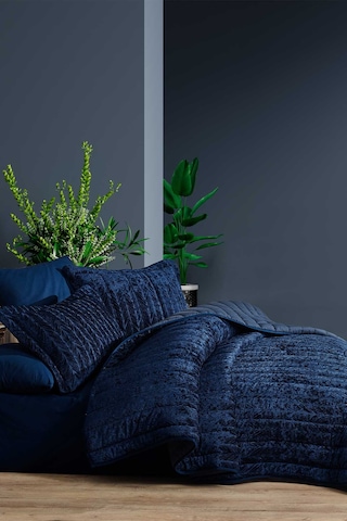 Elart Comfort Yeni Nesil Çift Kişilik Uyku Seti 3 Parça Velvet Lacivert 230 x 220 Lacivert