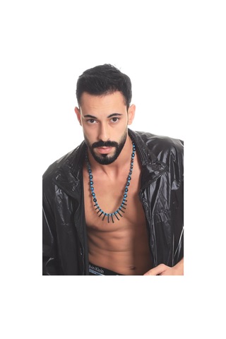 Labalaba Erkek Doğaltaş El Yapımı Tasarım Kolye Siyah