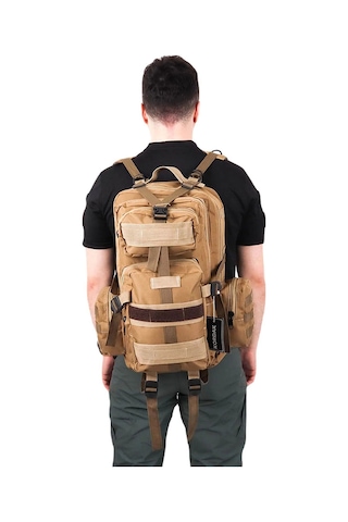 42 Lt Bej Cırtlı Yan Cepli Tactical Sırt Çantası -outdoo Bej