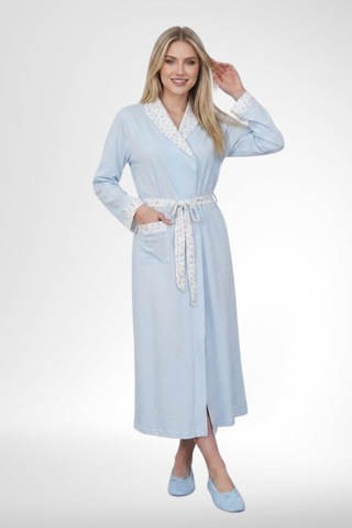 Mecit Pijama Mecit 6384 Mavi Büyük Beden Kadın Sabahlık Pijama Gecelik Seti