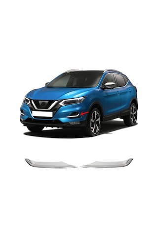 Nissan Qashqai Uyumlu 2017-2021 Krom Sis Far Çıtası 2 Parça Paslanmaz Çelik